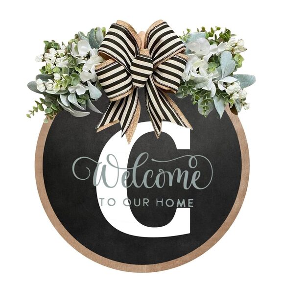 Other - 8572 Last Name Welcome Sign for Front Door Porch Decor, Farmhouse Wreath